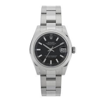 ROLEX Stainless Steel 31mm Oyster Perpetual Datejust Watch Black 178240