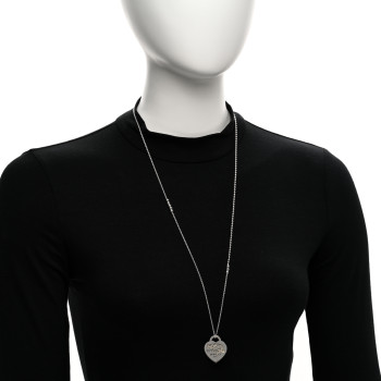 TIFFANY Sterling Silver Return to Tiffany Etched Heart and Arrow Tag Pendant Necklace