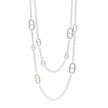 HERMES Sterling Silver Farandole Necklace 120
