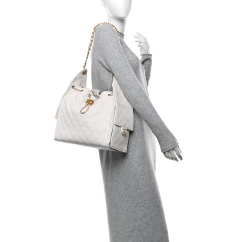 CHANEL Caviar Quilted Medium Chanel 25 Handbag White