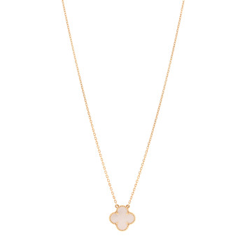 VAN CLEEF & ARPELS 18K Yellow Gold Mother of Pearl Vintage Alhambra Pendant Necklace