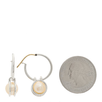 TIFFANY Sterling Silver Cultured Pearl HardWear Hoop Earrings