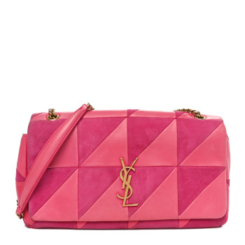 SAINT LAURENT Lambskin Patchwork Monogram Medium Jamie Pink