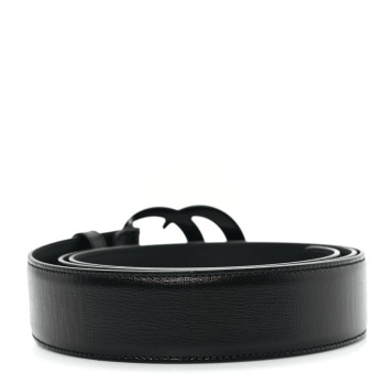 GUCCI Azalea Calfskin Enamel Monochrome Double G 40mm Belt 115 46 Black