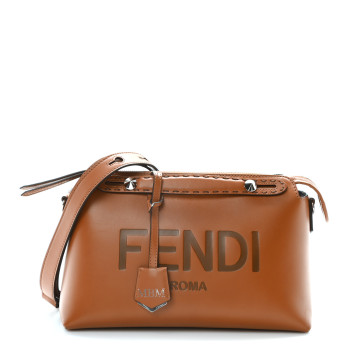 FENDI Vitello King Logo Embossed Medium By The Way Boston Bag Cuoio
