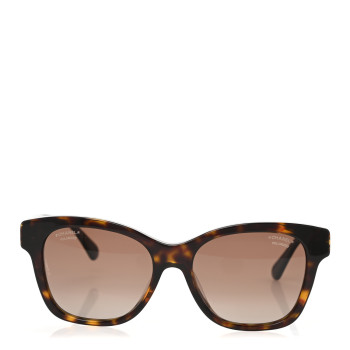 CHANEL Acetate Polarized Pearl CC Square Sunglasses 5482-H-A Dark Havana