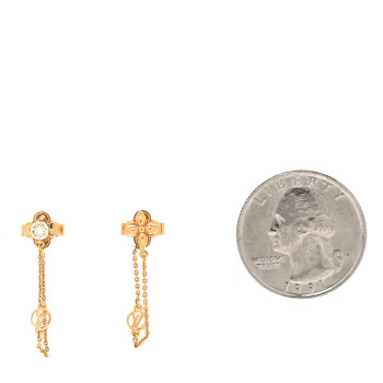 LOUIS VUITTON Metal Crystal Petit Louis Earrings Gold
