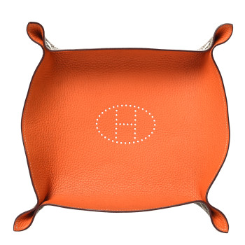 HERMES Taurillon Clemence Mises et Relances Change Tray Etoupe Orange