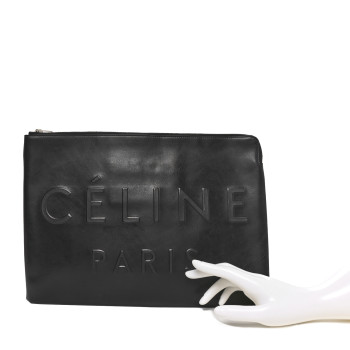 CELINE Calfskin Large Made In Clutch Pouch Black