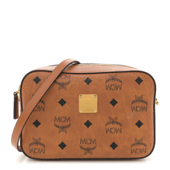 MCM Visetos Camera Crossbody Bag Cognac