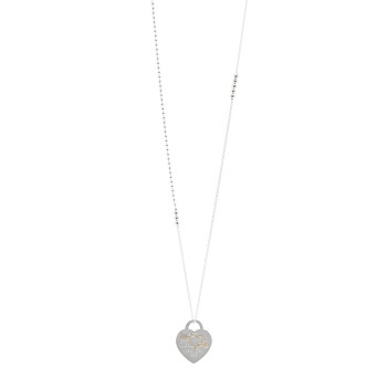 TIFFANY Sterling Silver Return to Tiffany Etched Heart and Arrow Tag Pendant Necklace