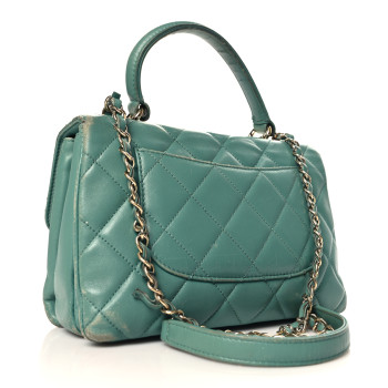 CHANEL Lambskin Quilted Small Trendy CC Flap Dual Handle Bag Green