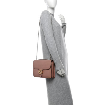 GUCCI Dollar Calfskin Interlocking G Shoulder Bag Soft Pink