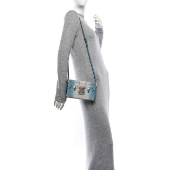 LOUIS VUITTON Ostrich Petite Malle Blue Grey