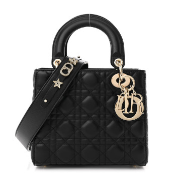 CHRISTIAN DIOR Lambskin Cannage Small My ABCDior Lady Dior Black