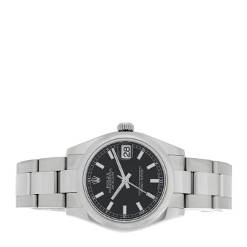 ROLEX Stainless Steel 31mm Oyster Perpetual Datejust Watch Black 178240