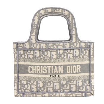CHRISTIAN DIOR Oblique Mini Book Tote Grey Multicolor