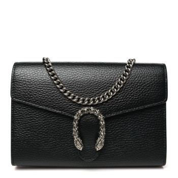 GUCCI Calfskin Mini Dionysus Chain Wallet Black