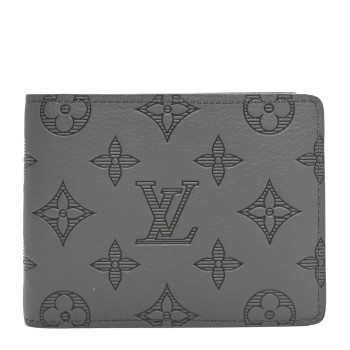 LOUIS VUITTON Calfskin Monogram Shadow Multiple Wallet Anthracite Gray