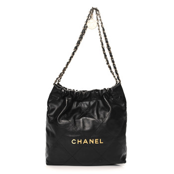 CHANEL Shiny Calfskin Quilted Small Chanel 22 Black