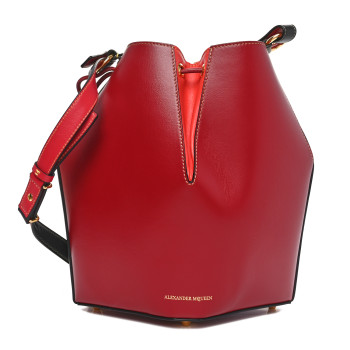 ALEXANDER MCQUEEN Calfskin The Bucket Bag Red Multicolor