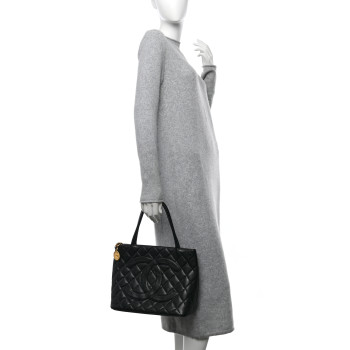 CHANEL Caviar Quilted Medallion Tote Black