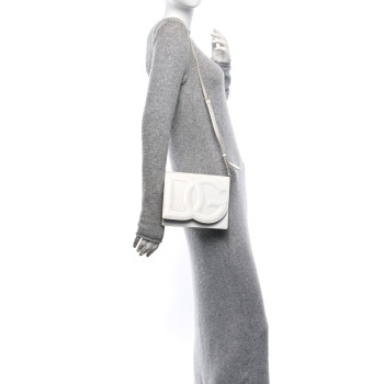 DOLCE & GABBANA Calfskin DG Logo Flap Crossbody Bag White