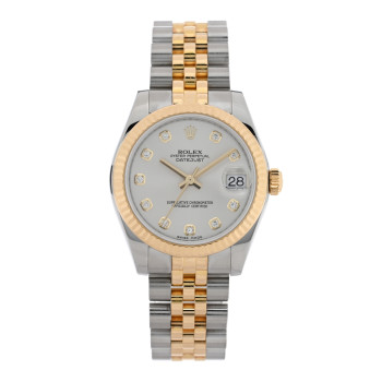 ROLEX Stainless Steel 18K Yellow Gold Diamond 31mm Oyster Perpetual Datejust Watch Silver 178273