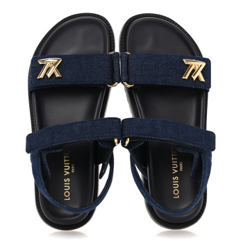 LOUIS VUITTON Denim Sunset Comfort Flat Sandals 39 Blue