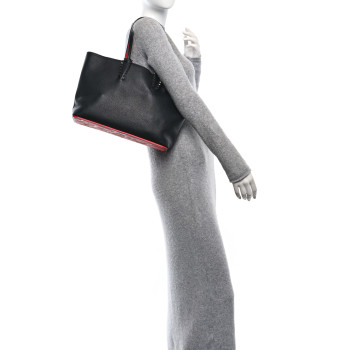 CHRISTIAN LOUBOUTIN Calfskin Empire Spikes Small East West Cabata Tote Black