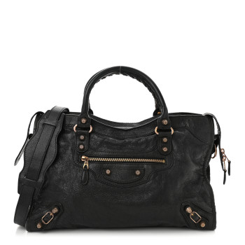 BALENCIAGA Agneau Giant 12 Rose Gold Hardware City Black