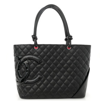CHANEL Calfskin Quilted Large Cambon Tote Black