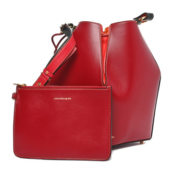 ALEXANDER MCQUEEN Calfskin The Bucket Bag Red Multicolor