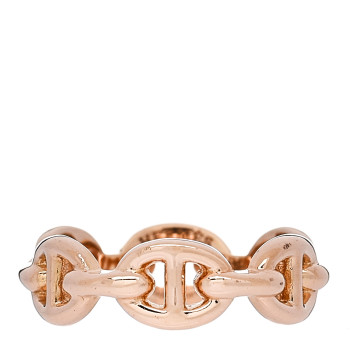HERMES 18K Rose Gold PM Chaine d'Ancre Enchainee Ring 49 5