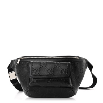 GUCCI Calfskin GG Tennis Embossed Pocket Belt Bag Black