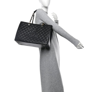 CHANEL Caviar Quilted XL Grand Shopping Tote GST Black