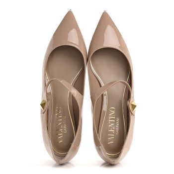 VALENTINO GARAVANI Patent Tiptoe Ballerina Flats 37 Rose Cannelle