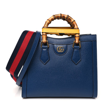 GUCCI Textured Dollar Calfskin Web Small Diana Tote Bag Royal Crop