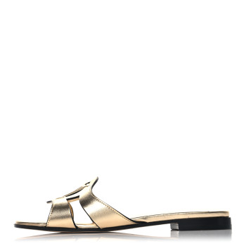 LOUIS VUITTON Metallic Calfskin LV Isola Flat Sandals 36 Gold
