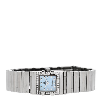 OMEGA Stainless Steel Diamond Bezel Blue Mother of Pearl 15mm Constellation Quadra Quartz Watch 1537.74.00