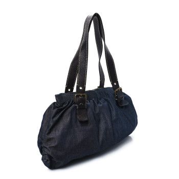 MIU MIU Fabric Gathered Shoulder Bag  Blue
