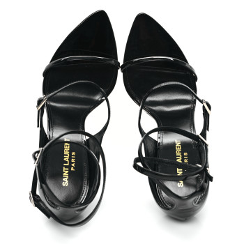 SAINT LAURENT Vernice Grupy Dita 110 Sandals 38.5 Black