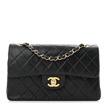 CHANEL Lambskin Quilted Small Double Flap Black