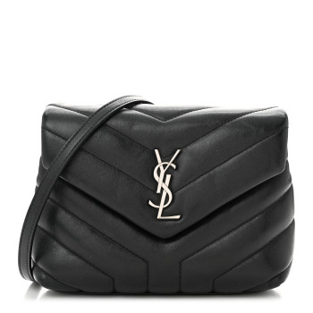 SAINT LAURENT Calfskin Y Quilted Monogram Toy Loulou Crossbody Bag Black