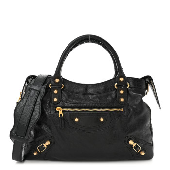 BALENCIAGA Agneau Giant 12 Gold Hardware Town Black