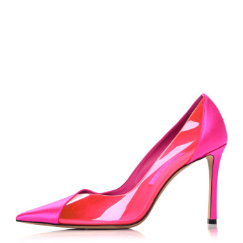 JIMMY CHOO Satin PVC Cass Pumps 38.5 Fuchsia