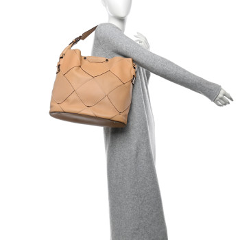 SALVATORE FERRAGAMO Calfskin Woven Satchel Fieno