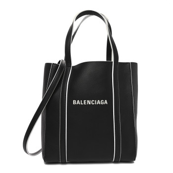 BALENCIAGA Smooth Calfskin Logo Double Sided XXS Everyday Tote Black White