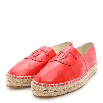 CHANEL Lambskin CC Espadrilles 40 Red