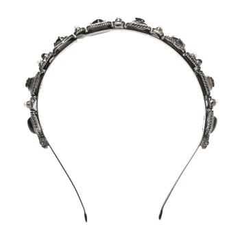 CHANEL Ruthenium Pearl Beaded CC Headband
